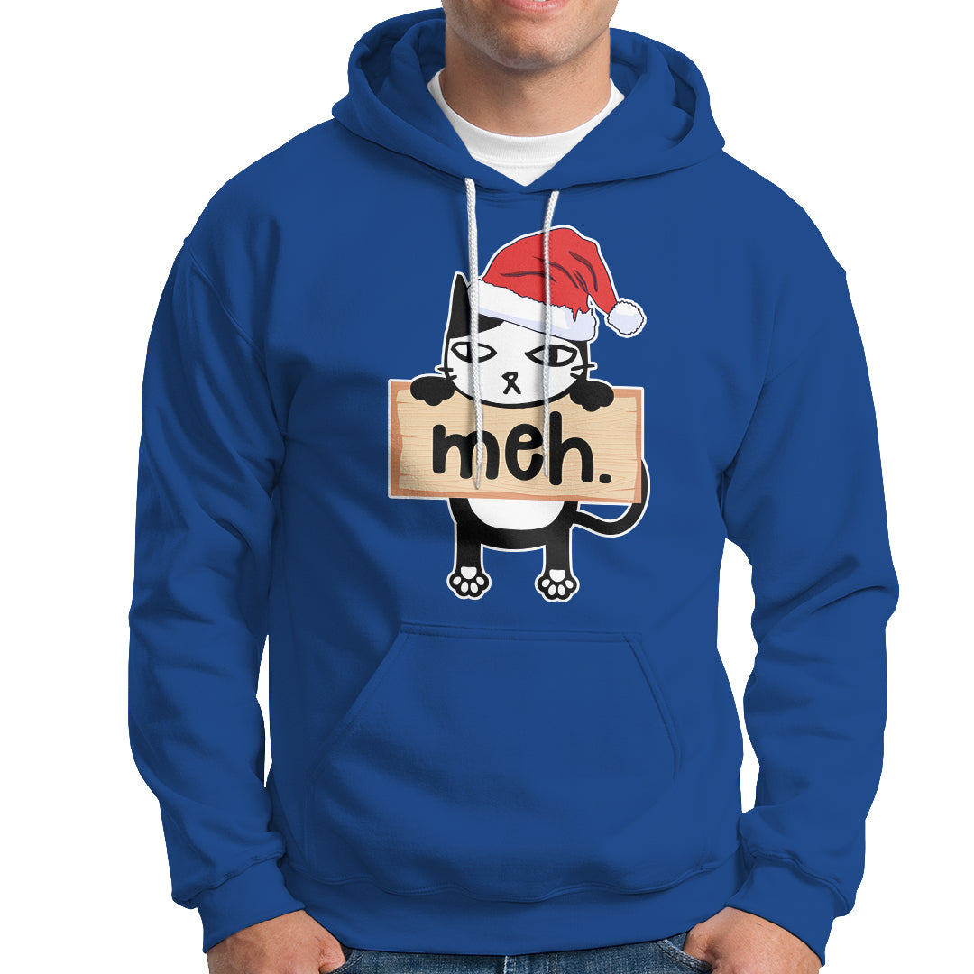 Meh Black Cat Sarcastic Funny Christmas Hoodie - Wonder Print Shop