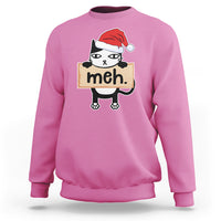 Meh Black Cat Sarcastic Funny Christmas Sweatshirt - Wonder Print Shop