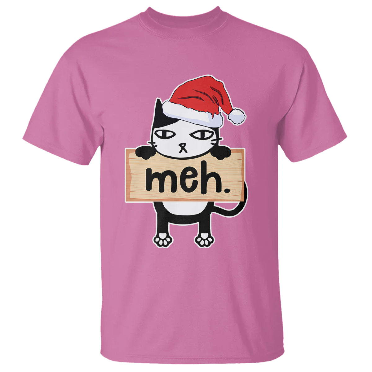 Meh Black Cat Sarcastic Funny Christmas T Shirt - Wonder Print Shop
