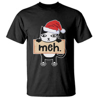 Meh Black Cat Sarcastic Funny Christmas T Shirt - Wonder Print Shop
