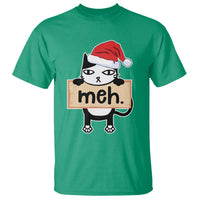 Meh Black Cat Sarcastic Funny Christmas T Shirt - Wonder Print Shop