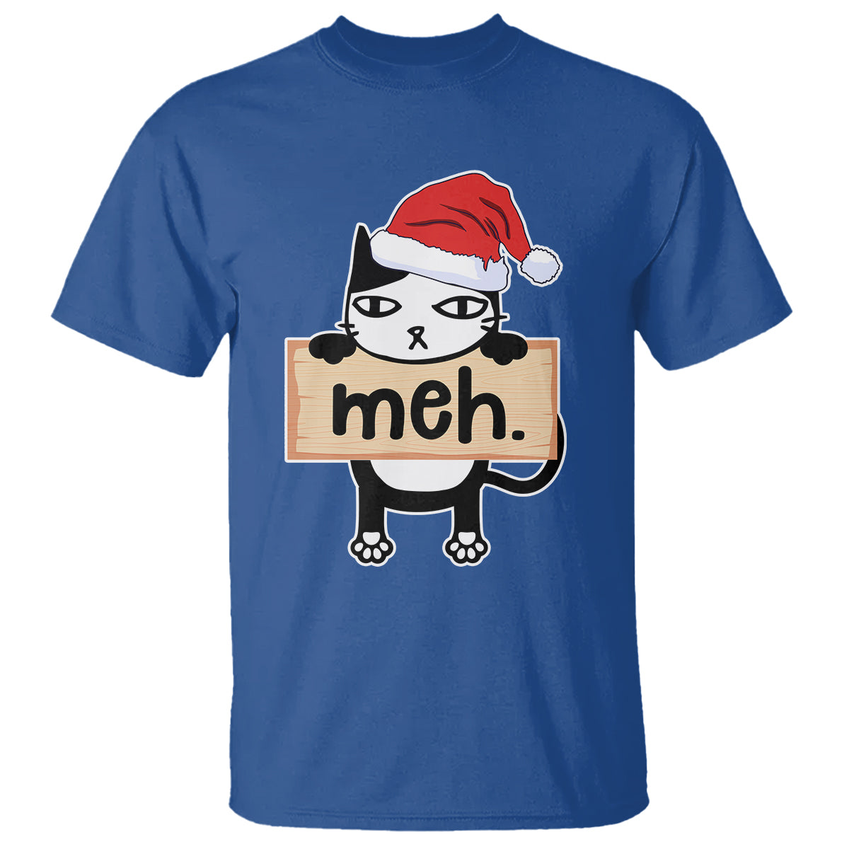 Meh Black Cat Sarcastic Funny Christmas T Shirt - Wonder Print Shop