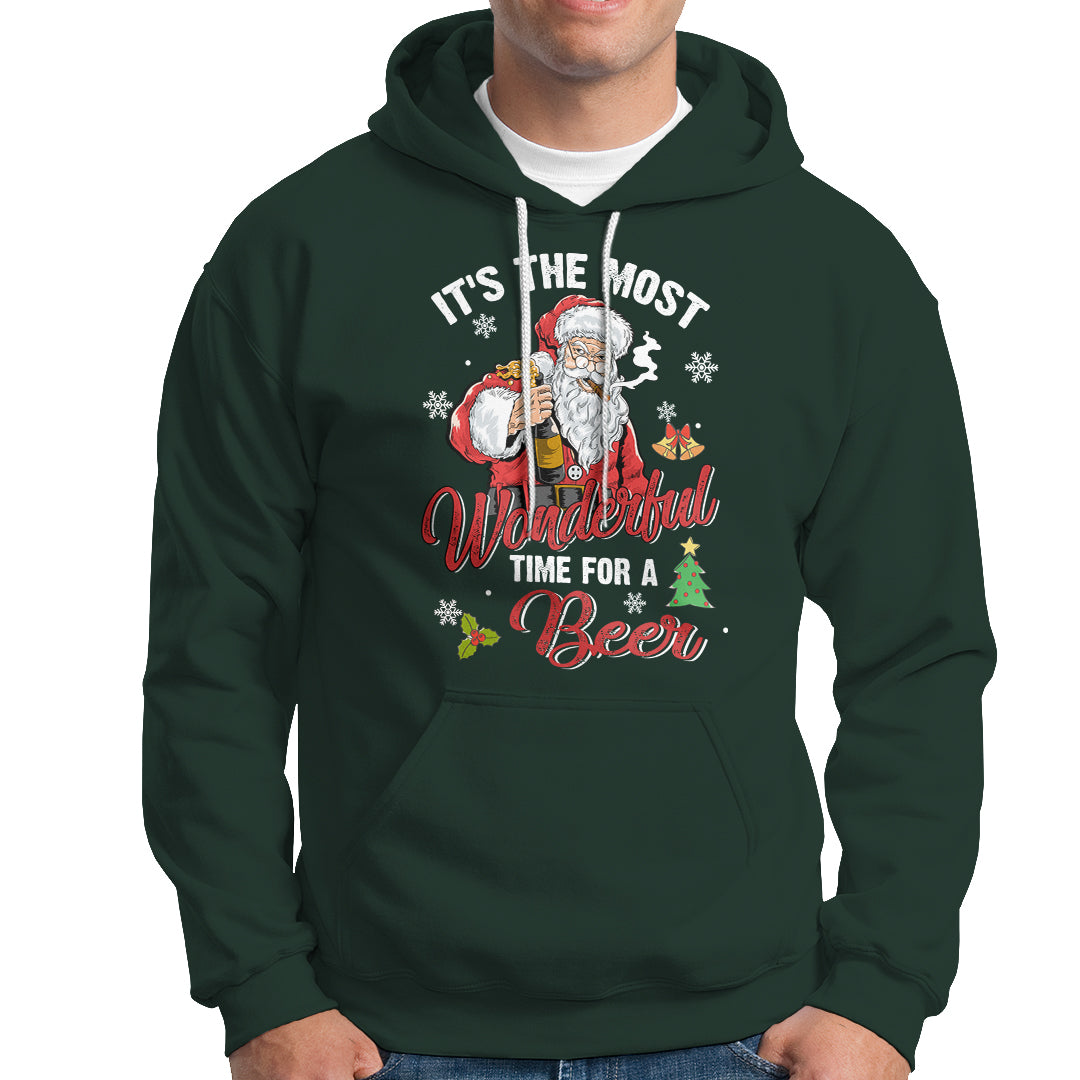 It's The Most Wonderful Time For A Beer Ugly Santa Drinking Hoodie - Wonder Print Shop