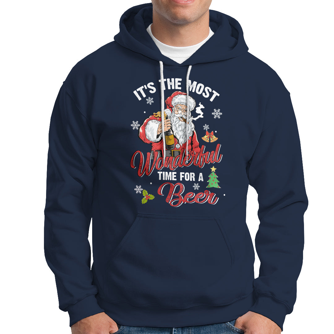 It's The Most Wonderful Time For A Beer Ugly Santa Drinking Hoodie - Wonder Print Shop