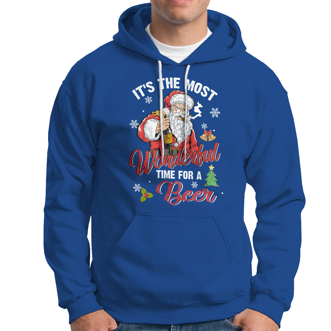 It's The Most Wonderful Time For A Beer Ugly Santa Drinking Hoodie - Wonder Print Shop
