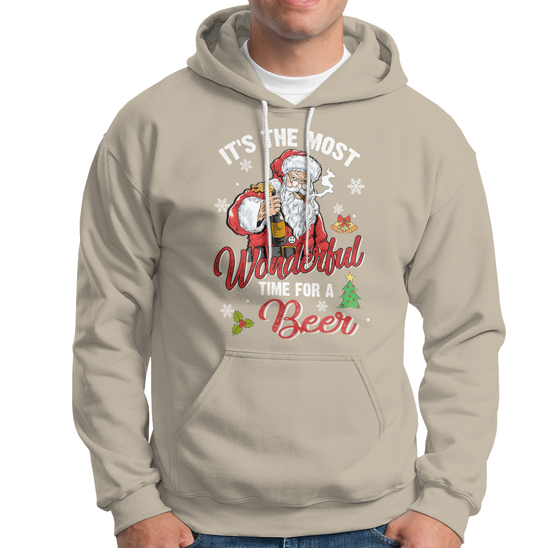 It's The Most Wonderful Time For A Beer Ugly Santa Drinking Hoodie - Wonder Print Shop