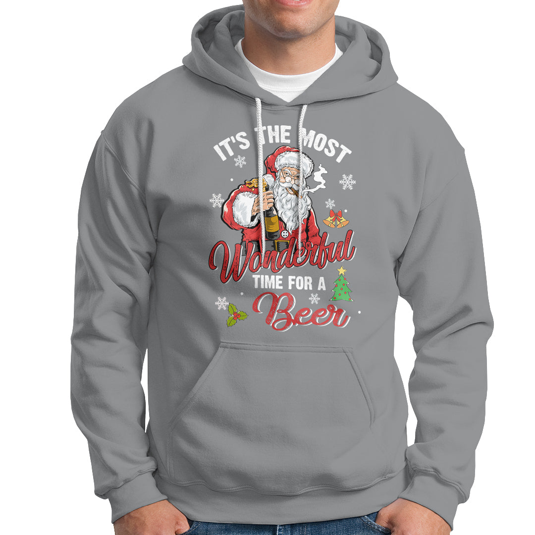 It's The Most Wonderful Time For A Beer Ugly Santa Drinking Hoodie - Wonder Print Shop