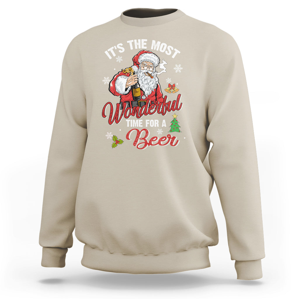 It's The Most Wonderful Time For A Beer Ugly Santa Drinking Sweatshirt - Wonder Print Shop