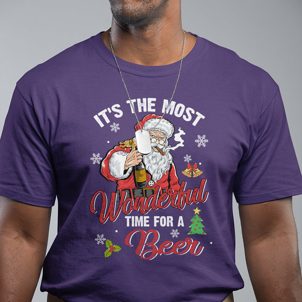It's The Most Wonderful Time For A Beer Ugly Santa Drinking T Shirt - Wonder Print Shop
