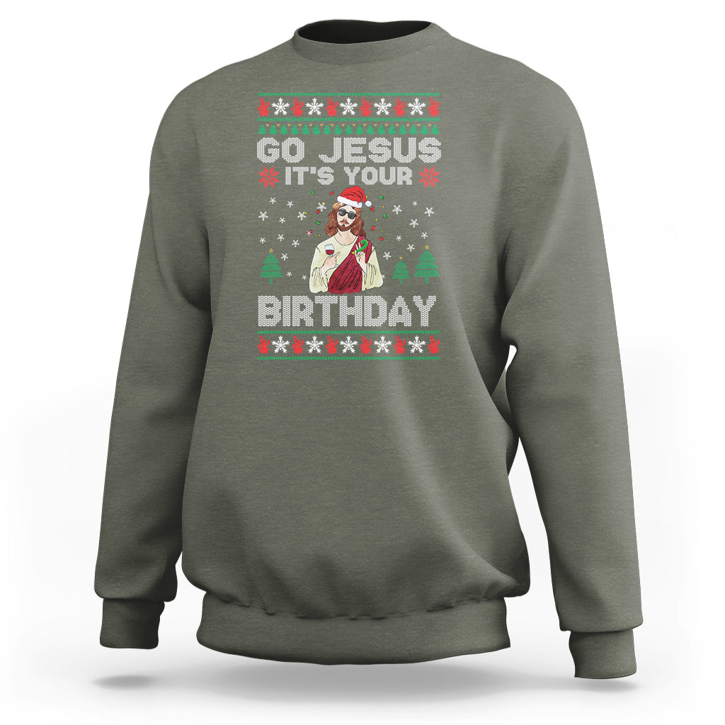 Go Jesus It's Your Birthday Funny Christmas Sweatshirt - Wonder Print Shop