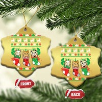 Christmas Cute Cat In Sock Merry Catmas Christmas Ornament - Wonder Print Shop