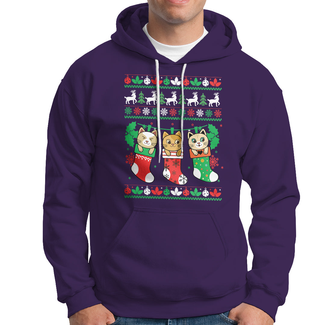 Christmas Hoodie Cute Cat In Sock Merry Catmas - Wonder Print Shop