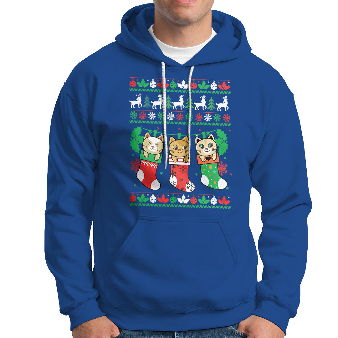 Christmas Hoodie Cute Cat In Sock Merry Catmas - Wonder Print Shop