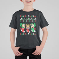 Christmas T Shirt For Kid Cute Cat In Sock Merry Catmas - Wonder Print Shop
