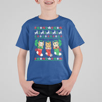 Christmas T Shirt For Kid Cute Cat In Sock Merry Catmas - Wonder Print Shop