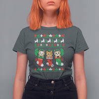 Christmas T Shirt For Women Cute Cat In Sock Merry Catmas - Wonder Print Shop