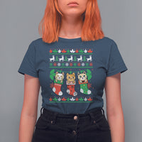 Christmas T Shirt For Women Cute Cat In Sock Merry Catmas - Wonder Print Shop