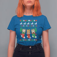 Christmas T Shirt For Women Cute Cat In Sock Merry Catmas - Wonder Print Shop