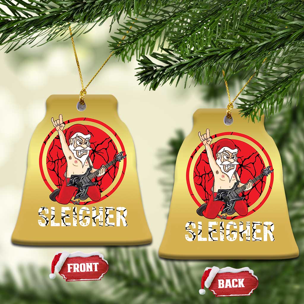 Heavy Mental Christmas Ornament Sleigher Santa Playing Guitar - Wonder Print Shop