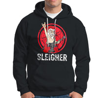 Christmas Hoodie Sleigher Santa Heavy Mental Music - Wonder Print Shop