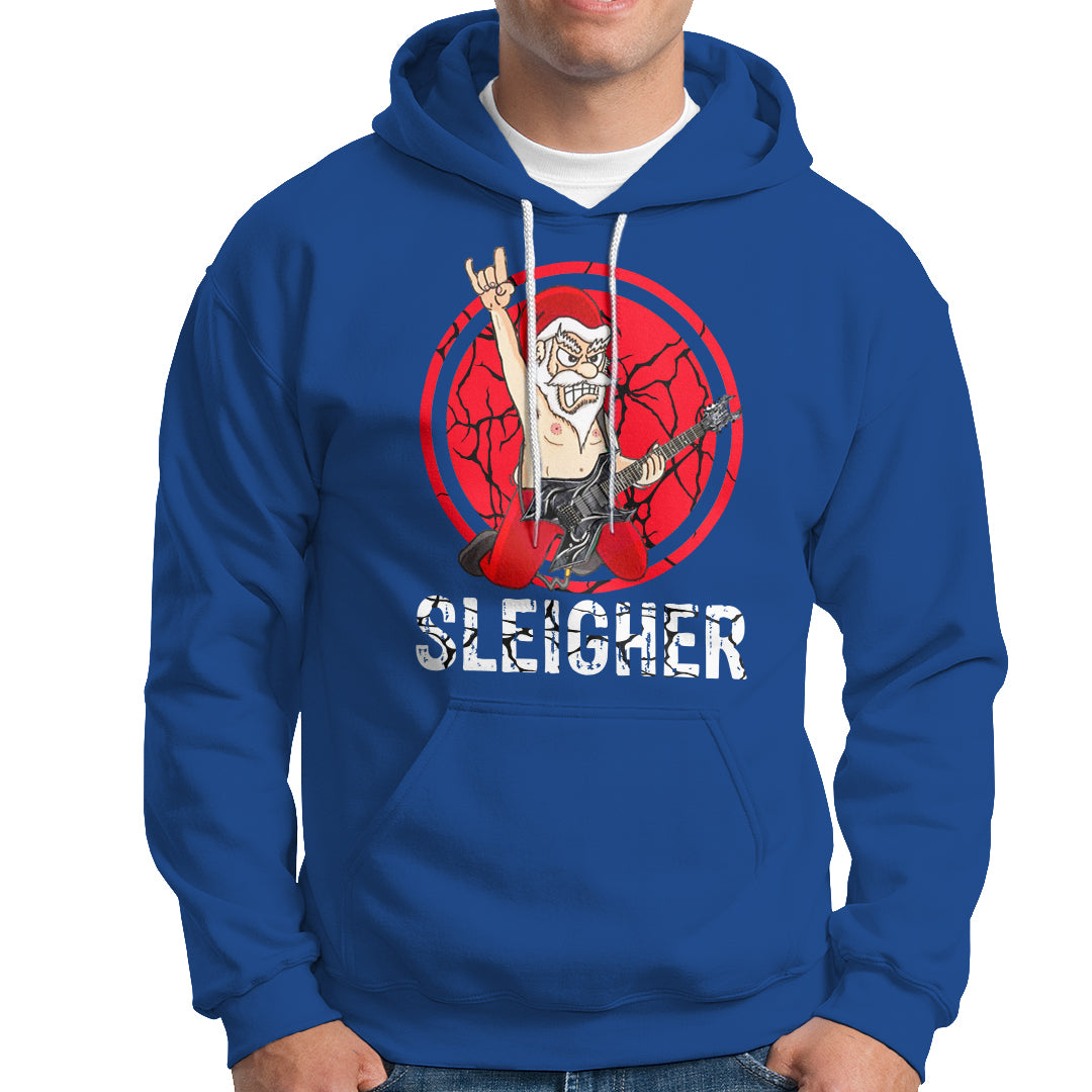 Christmas Hoodie Sleigher Santa Heavy Mental Music - Wonder Print Shop