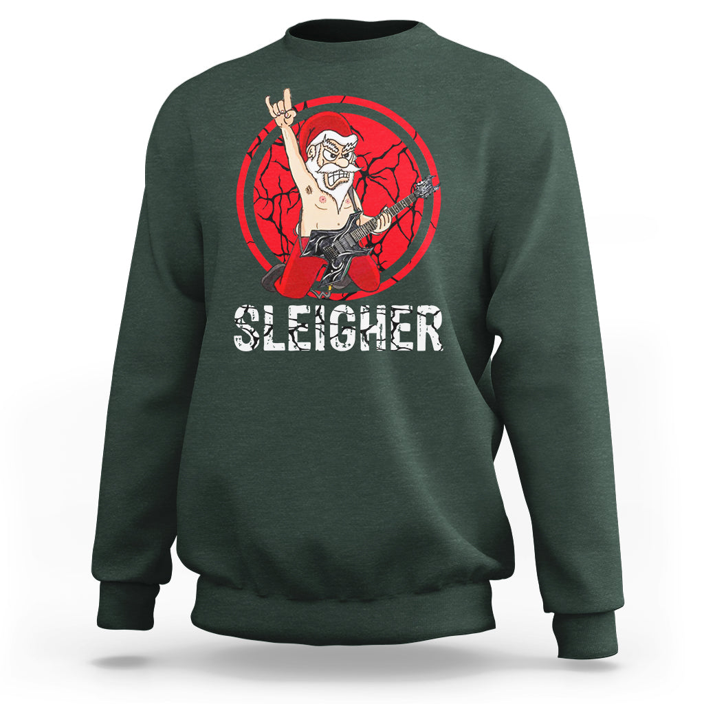 Christmas Sweatshirt Sleigher Santa Heavy Mental Music - Wonder Print Shop
