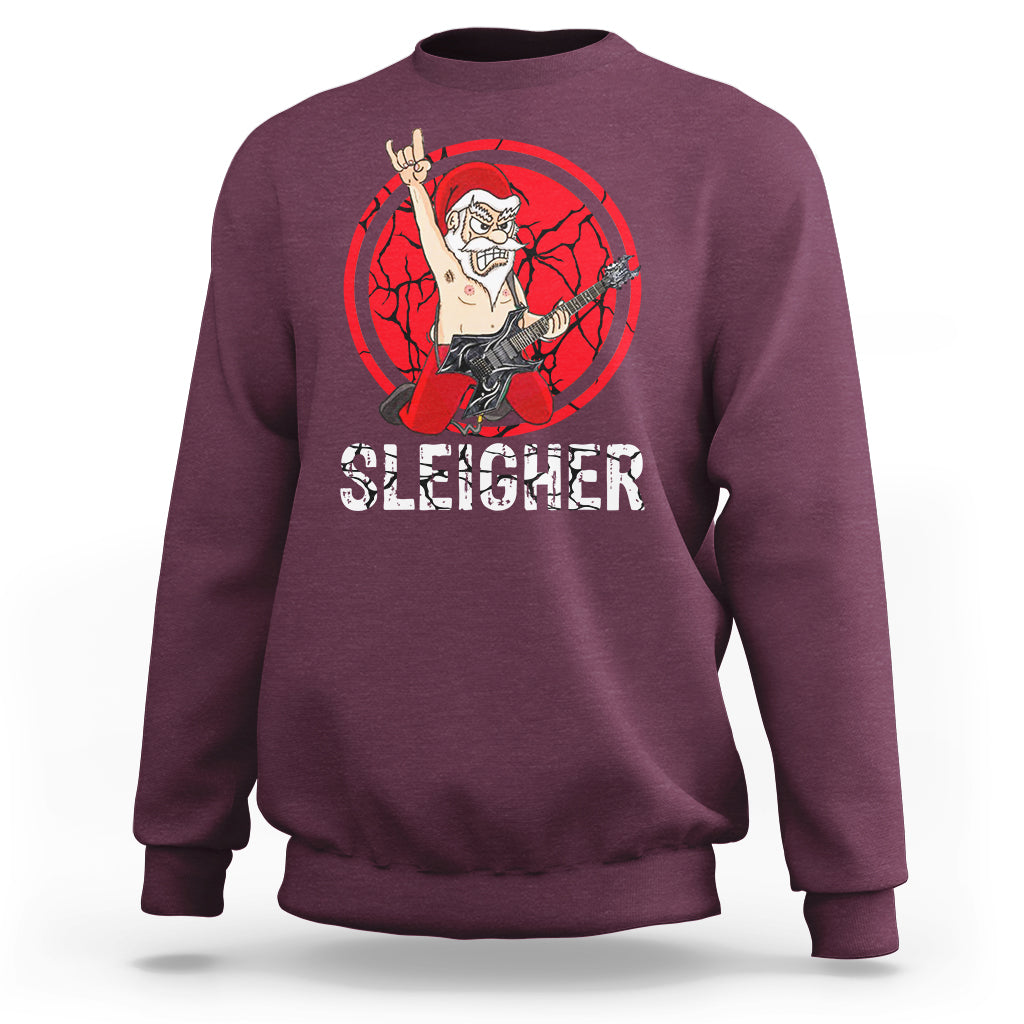 Christmas Sweatshirt Sleigher Santa Heavy Mental Music - Wonder Print Shop