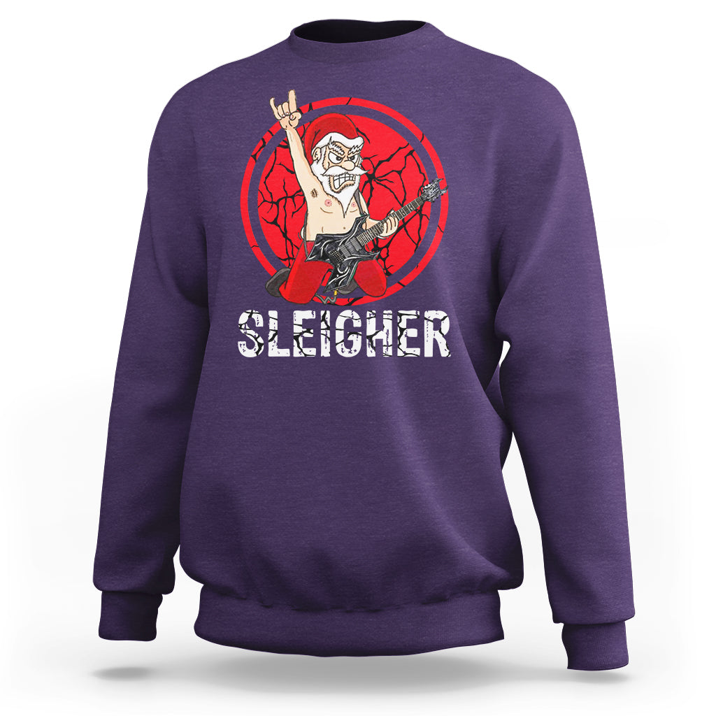Christmas Sweatshirt Sleigher Santa Heavy Mental Music - Wonder Print Shop