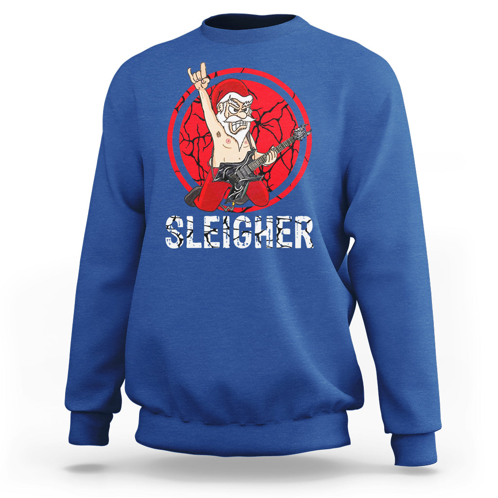 Christmas Sweatshirt Sleigher Santa Heavy Mental Music - Wonder Print Shop