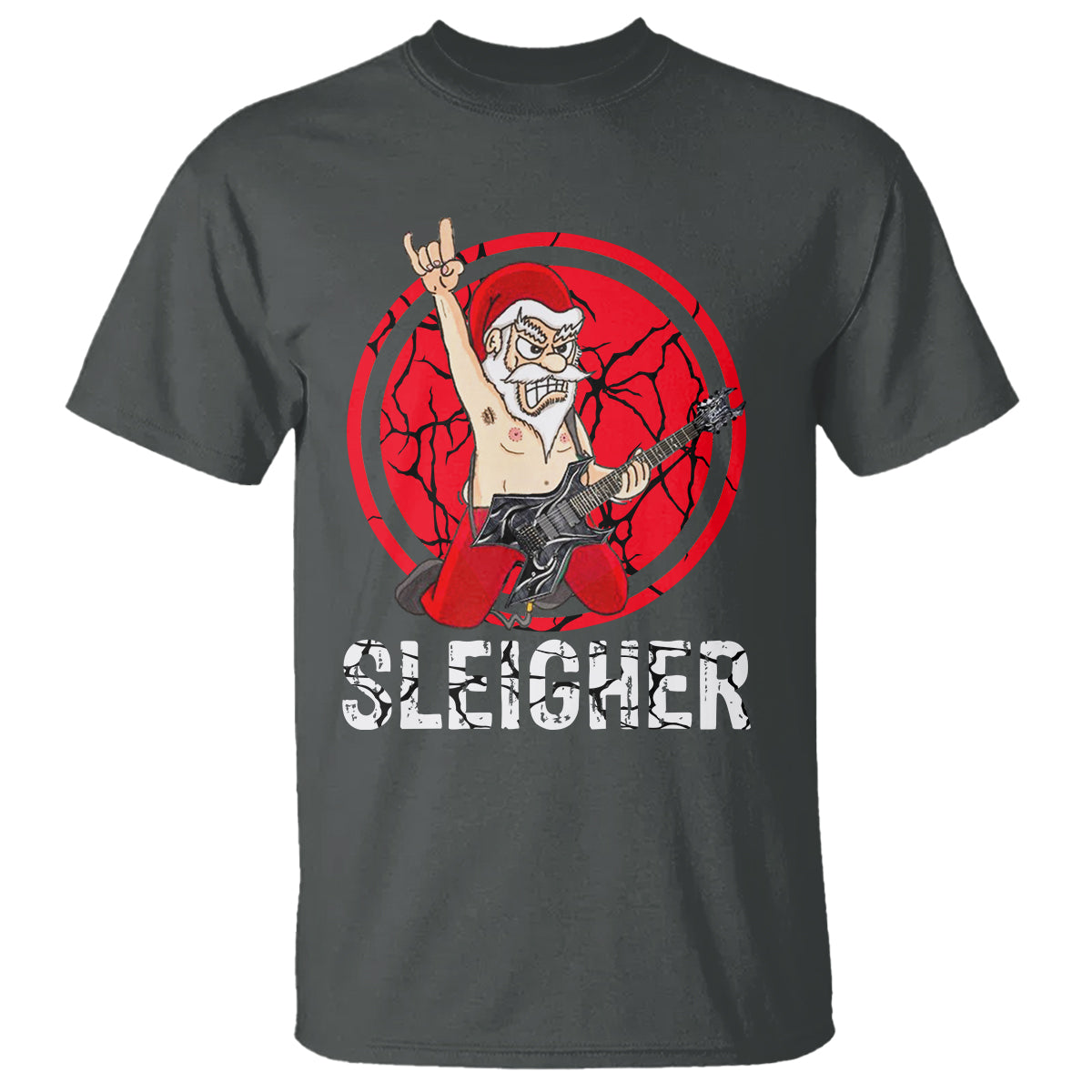 Christmas T Shirt Sleigher Santa Heavy Mental Music - Wonder Print Shop