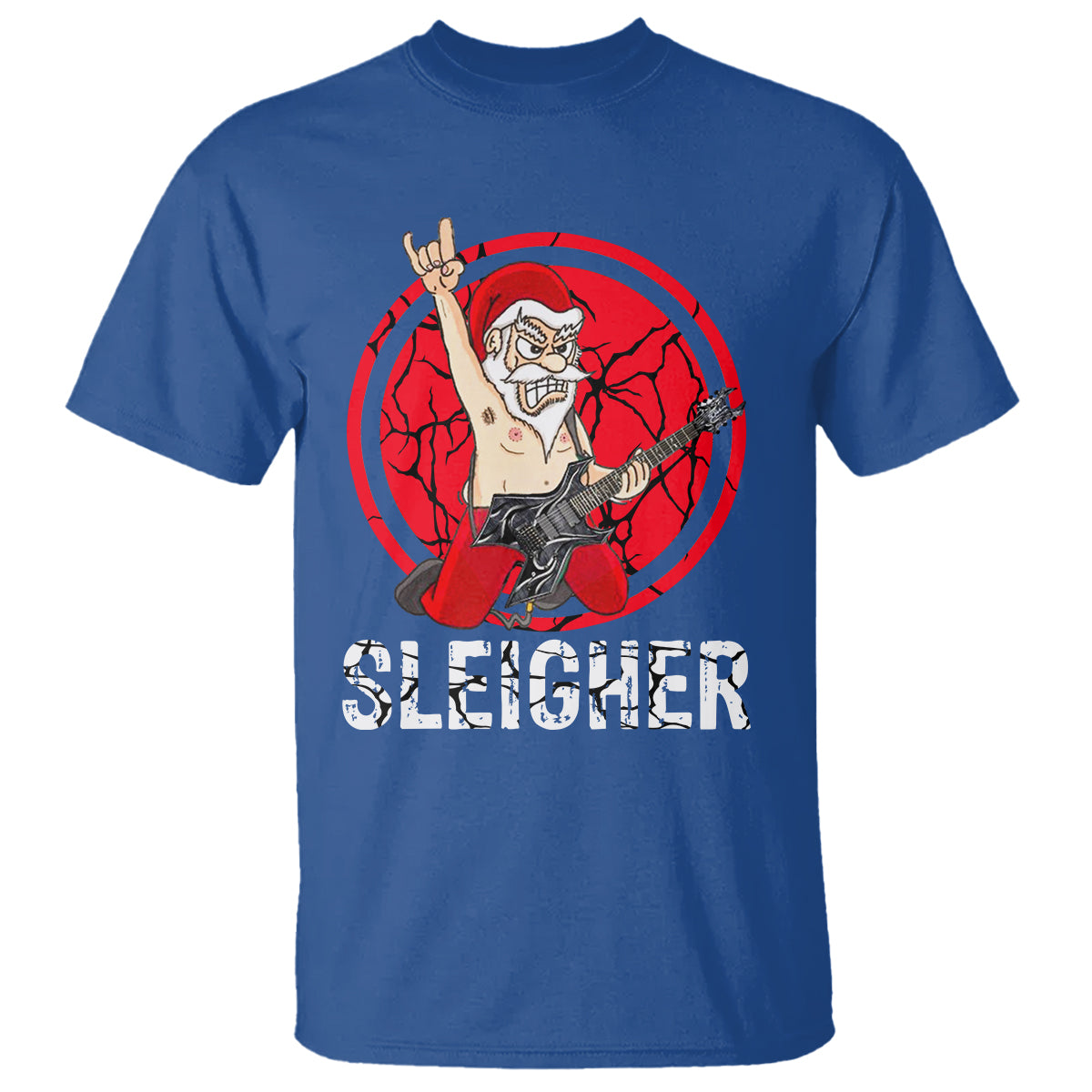 Christmas T Shirt Sleigher Santa Heavy Mental Music - Wonder Print Shop