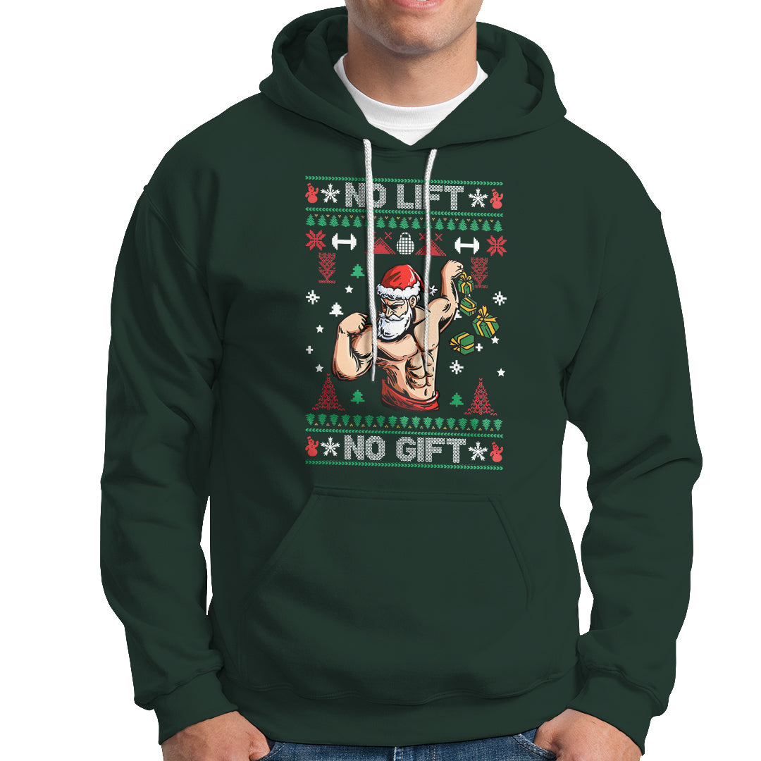 Christmas Hoodie No Lift No Gift Santa Gym Coach - Wonder Print Shop