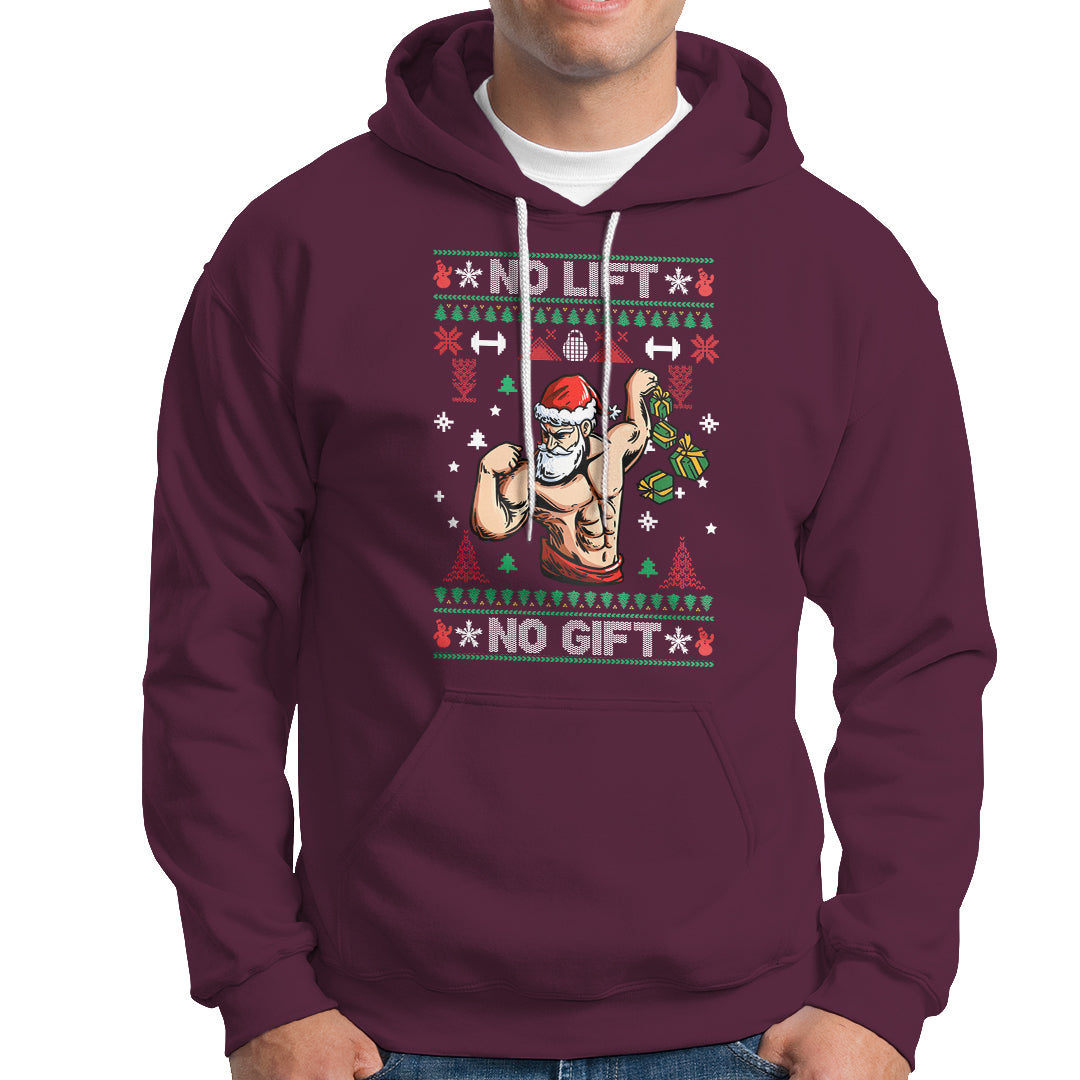 Christmas Hoodie No Lift No Gift Santa Gym Coach - Wonder Print Shop