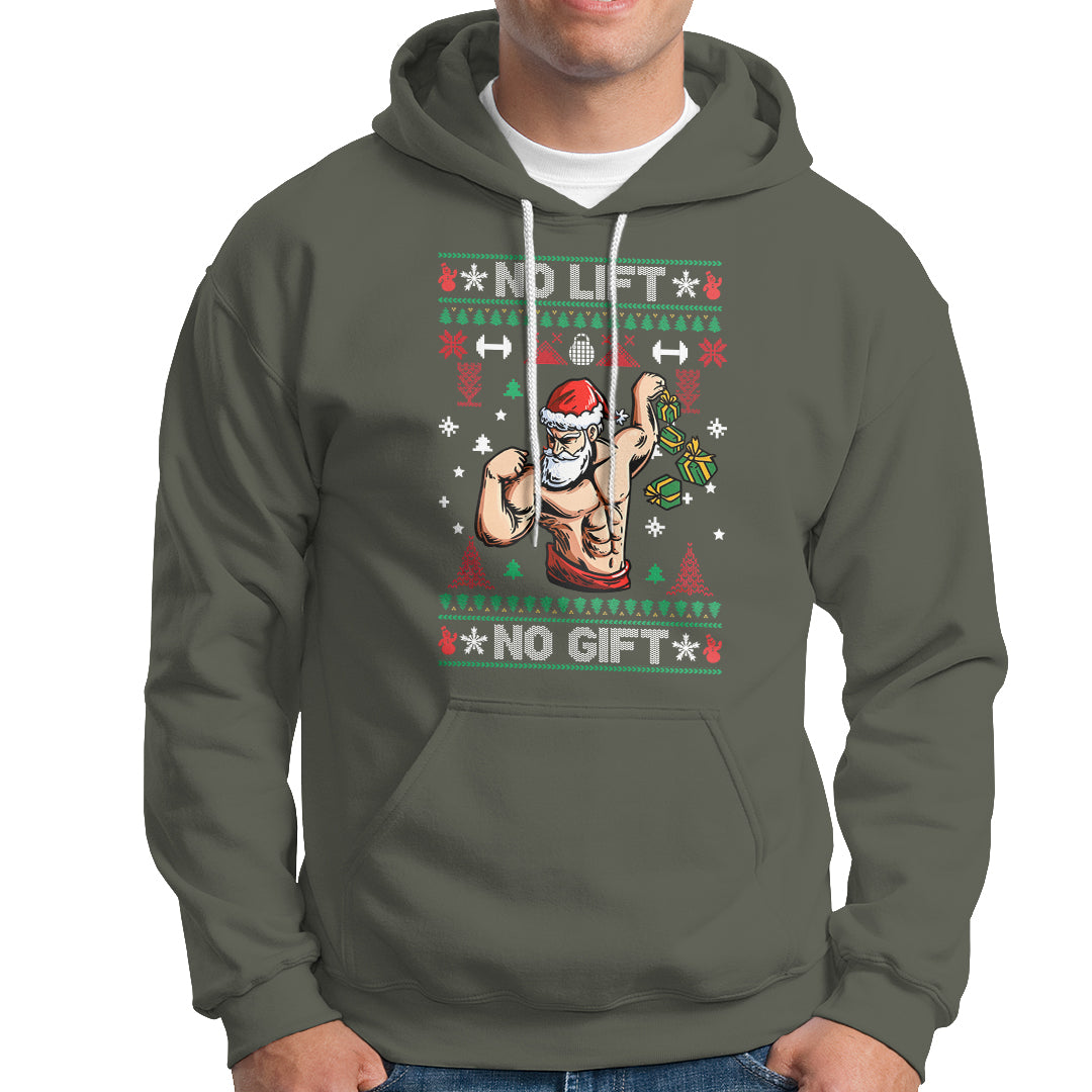 Christmas Hoodie No Lift No Gift Santa Gym Coach - Wonder Print Shop