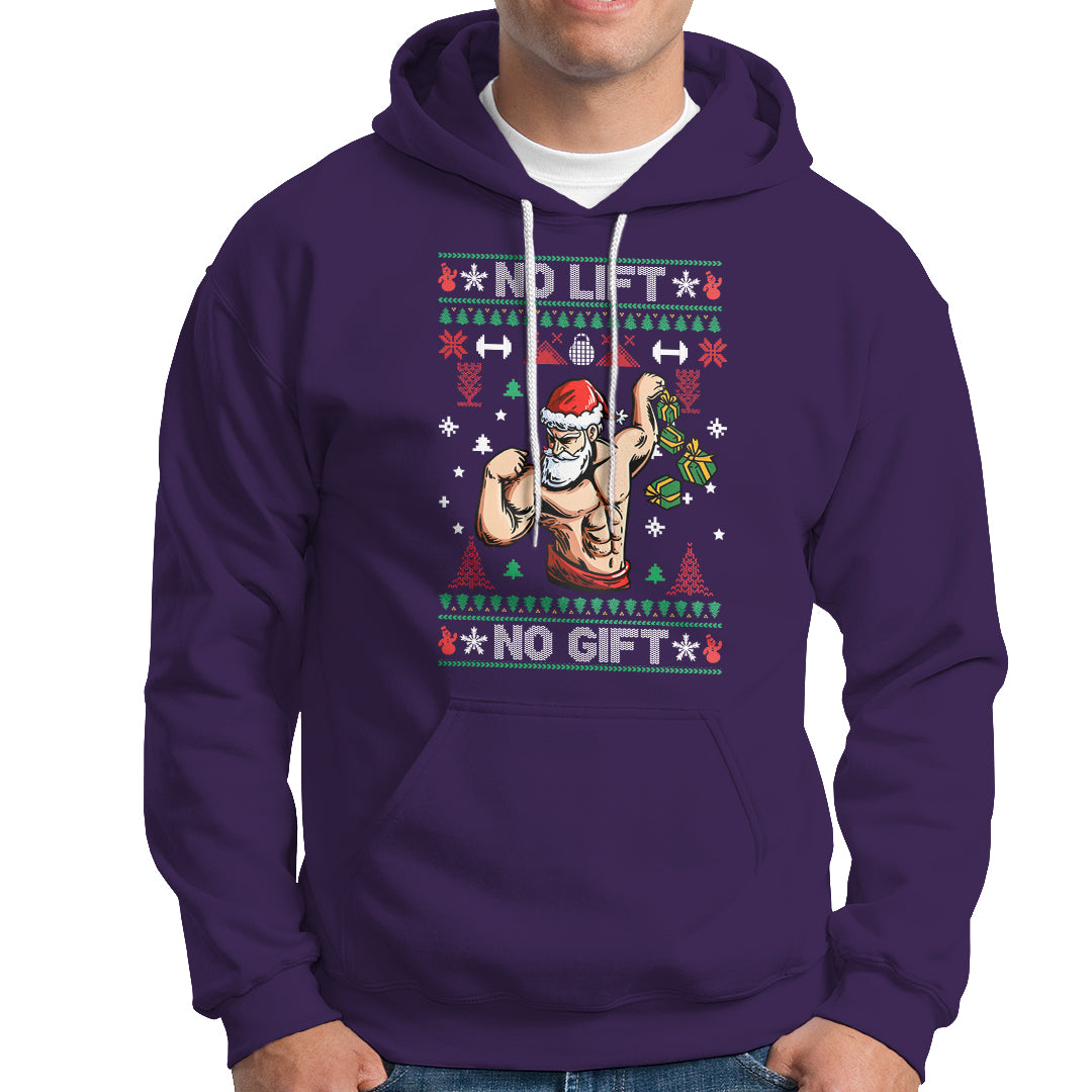 Christmas Hoodie No Lift No Gift Santa Gym Coach - Wonder Print Shop