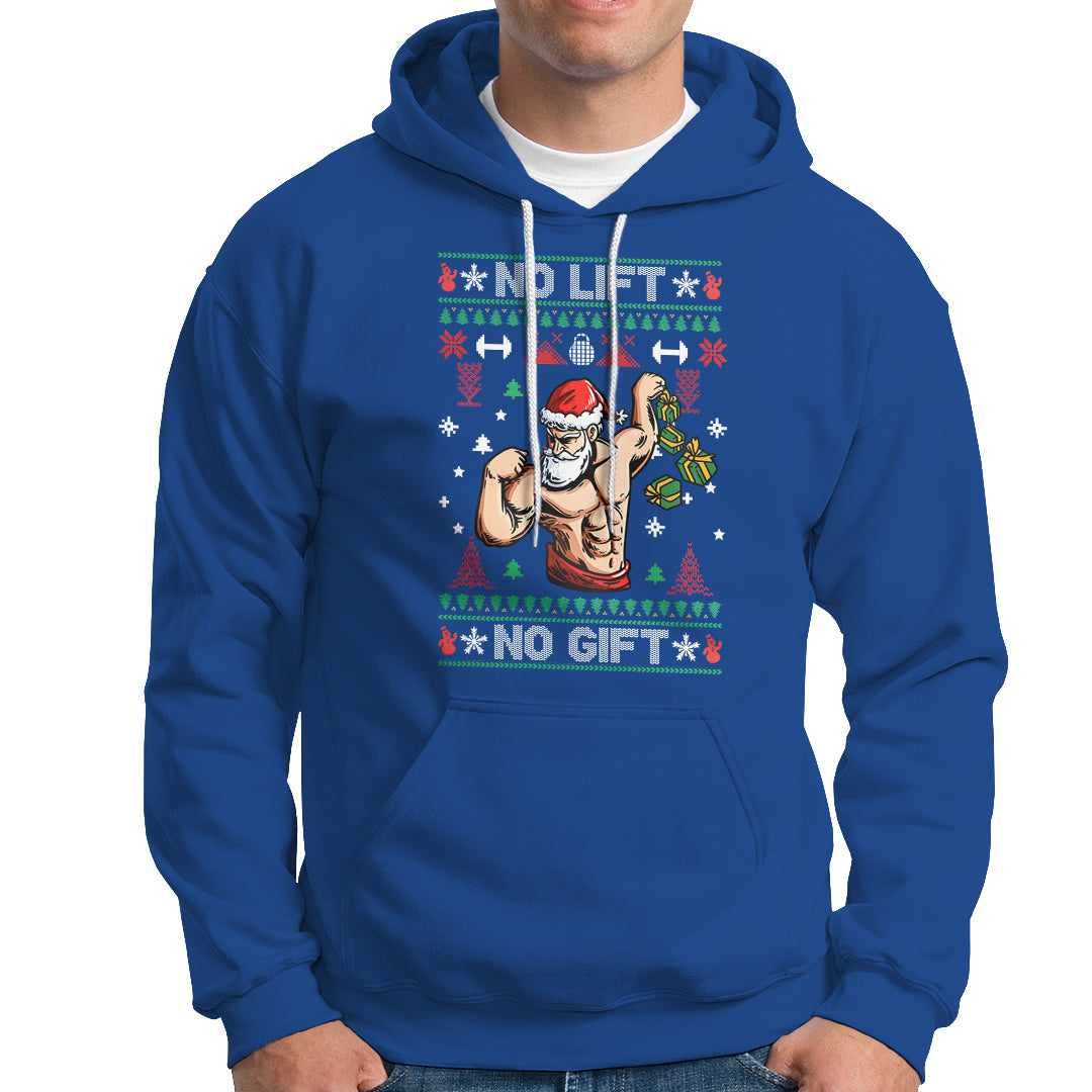Christmas Hoodie No Lift No Gift Santa Gym Coach - Wonder Print Shop