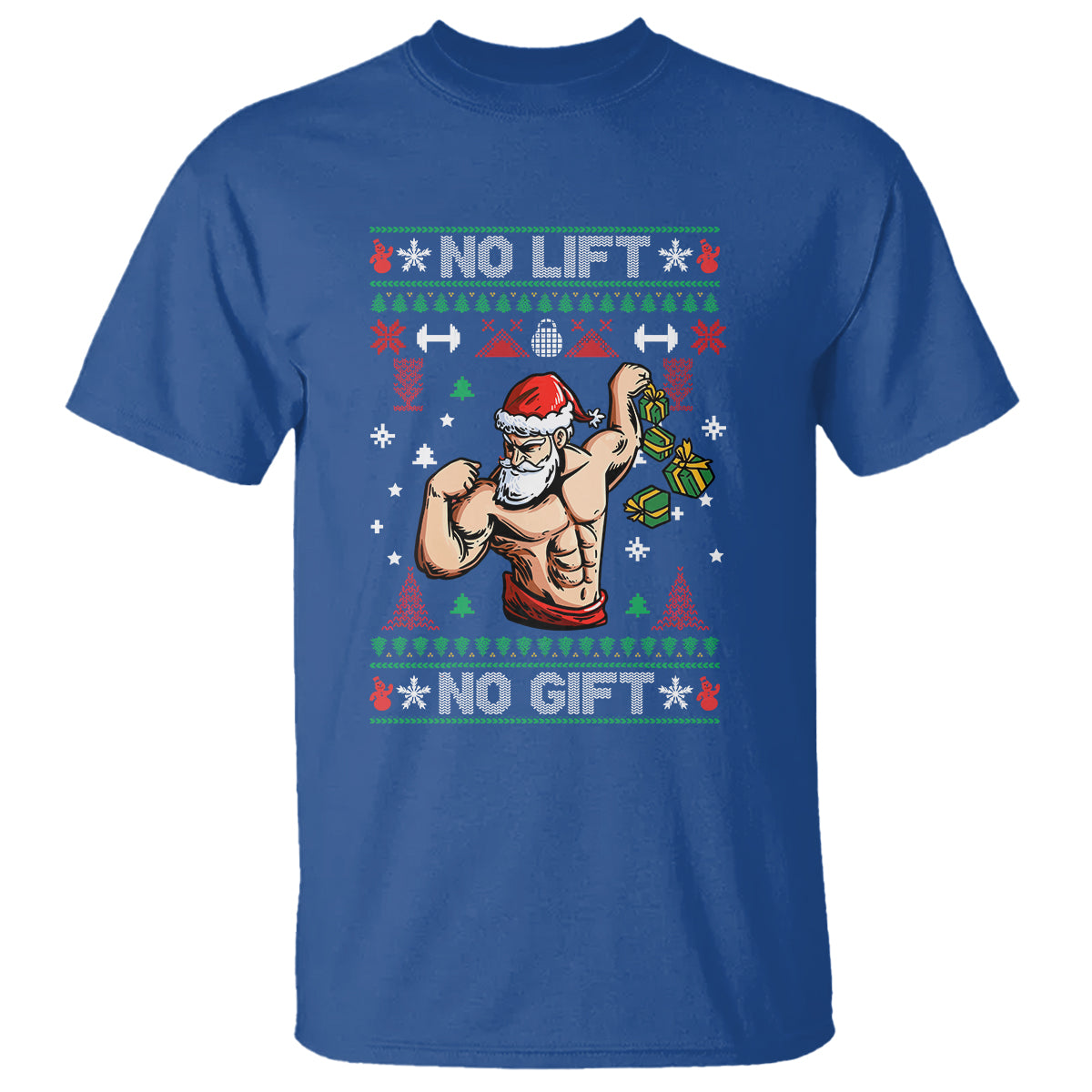 Christmas T Shirt No Lift No Gift Santa Gym Coach - Wonder Print Shop