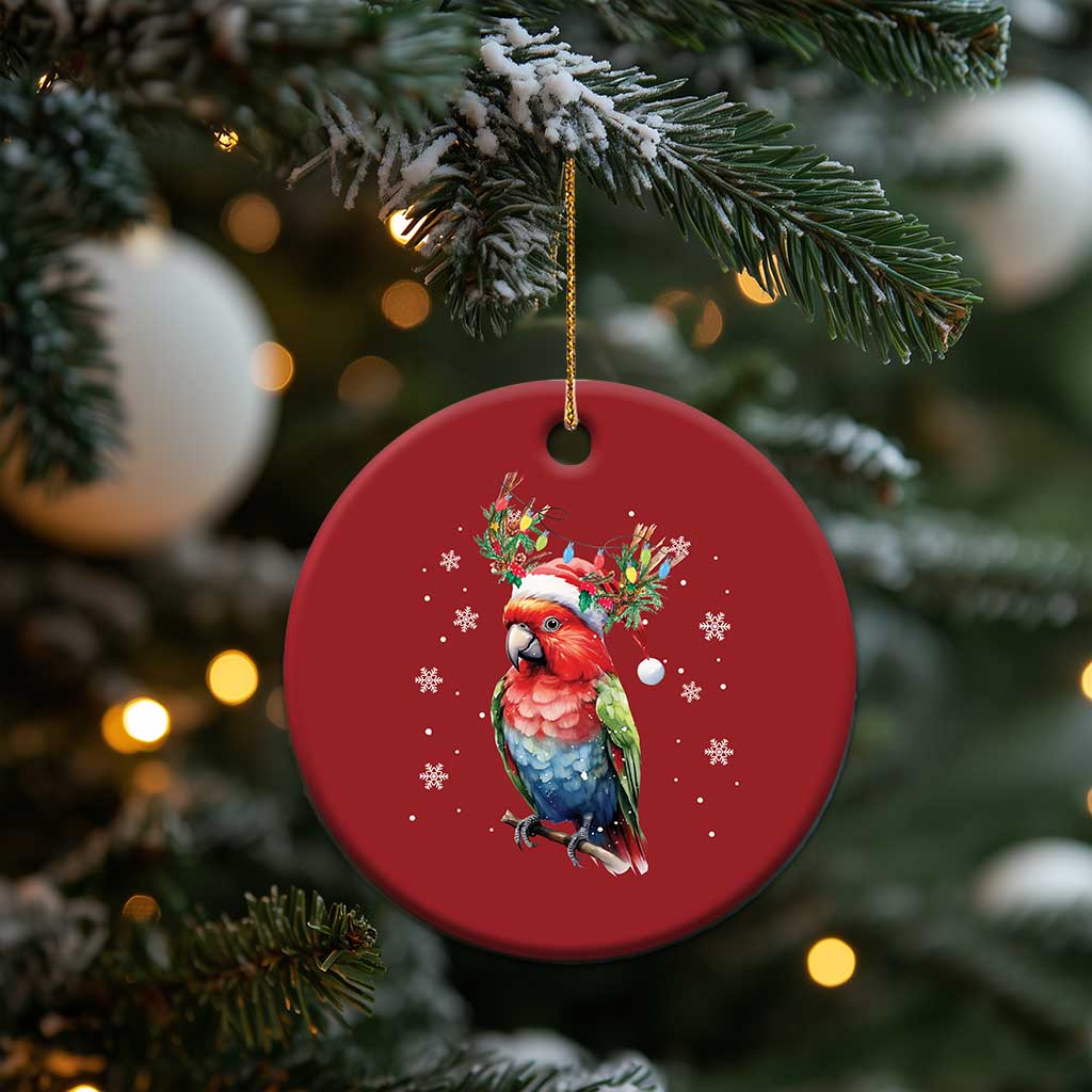 Christmas Cute Parot Reindeer Santa Hat Christmas Ornament - Wonder Print Shop