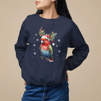 Christmas Sweatshirt Cute Parot Reindeer Santa Hat - Wonder Print Shop
