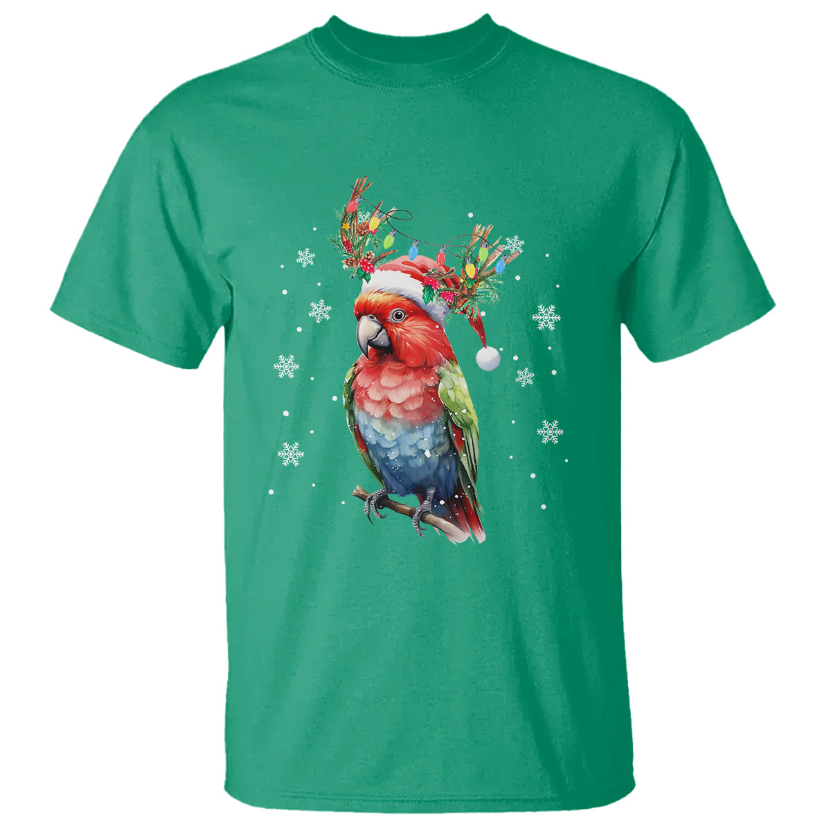 Christmas T Shirt Cute Parot Reindeer Santa Hat - Wonder Print Shop