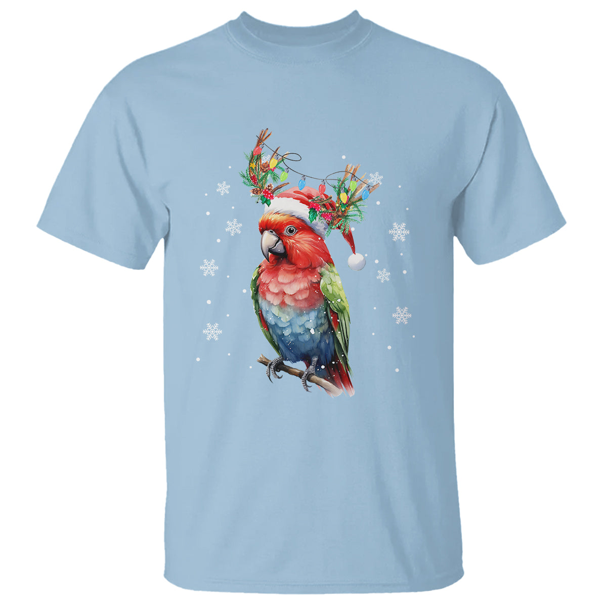 Christmas T Shirt Cute Parot Reindeer Santa Hat - Wonder Print Shop