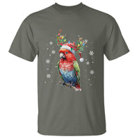 Christmas T Shirt Cute Parot Reindeer Santa Hat - Wonder Print Shop