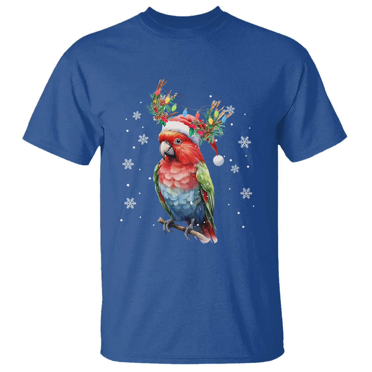 Christmas T Shirt Cute Parot Reindeer Santa Hat - Wonder Print Shop