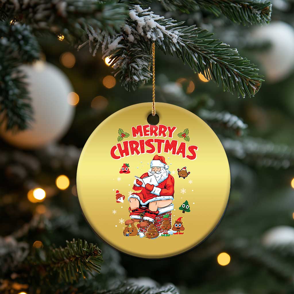Funny Xmas Bad Santa Christmas Ornament Santa Pooping Down The Chimney - Wonder Print Shop