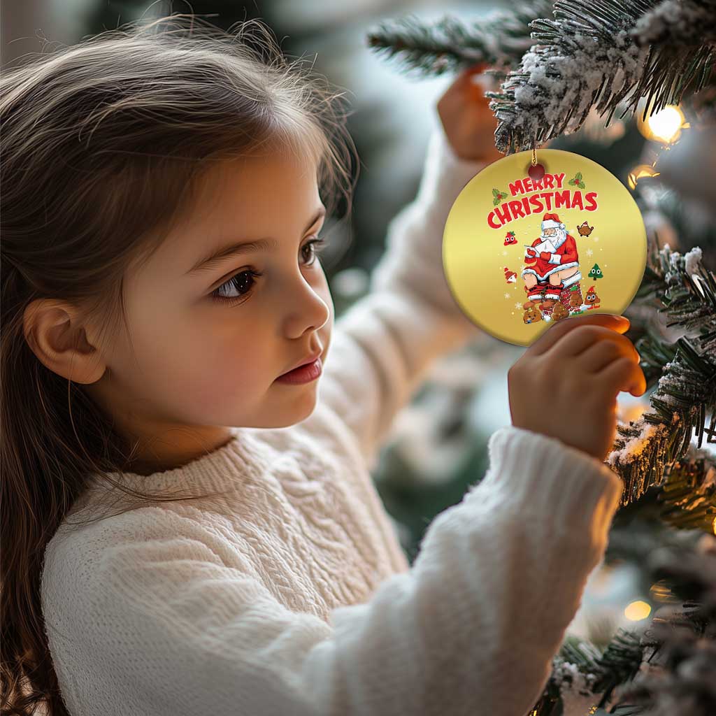 Funny Xmas Bad Santa Christmas Ornament Santa Pooping Down The Chimney - Wonder Print Shop