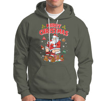 Christmas Hoodie Funny Santa Pooping Down The Chimney - Wonder Print Shop