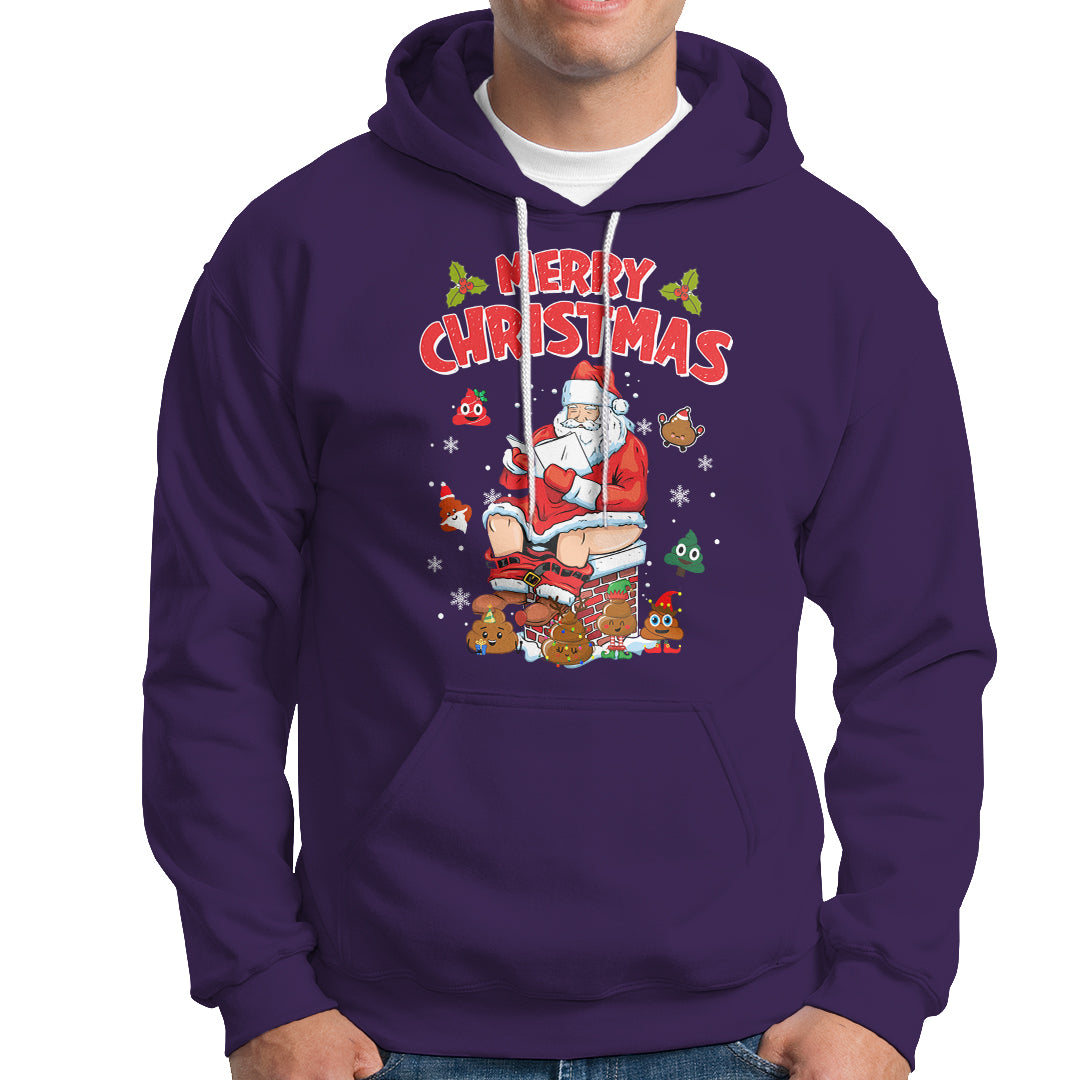 Christmas Hoodie Funny Santa Pooping Down The Chimney - Wonder Print Shop