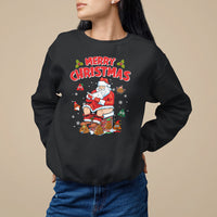 Christmas Sweatshirt Funny Santa Pooping Down The Chimney - Wonder Print Shop