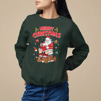 Christmas Sweatshirt Funny Santa Pooping Down The Chimney - Wonder Print Shop