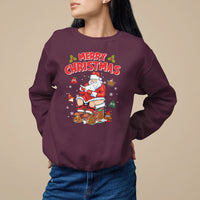 Christmas Sweatshirt Funny Santa Pooping Down The Chimney - Wonder Print Shop